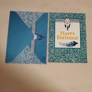 Teal and White Birthday Card with Matching Envelope